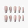 Set of ombre pink and silver glitter press-on nails with rhinestone accents, salon style