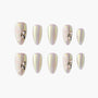 Iridescent press-on nails set with 3D butterfly and rhinestone accents, elegant oval shape