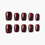 Glossy burgundy handmade press-on nails with a deep red ombre design, set of ten.