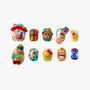 Colorful handmade press-on nails with 3D cartoon bear, house, star, and balloon designs.