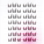 Tray of cat-eye style false eyelash clusters on white background with pink accents.