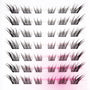 Various styles of handmade wispy false eyelashes arranged in rows on a white background