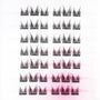 Set of black handmade lash clusters arranged in rows on a white background for easy application.