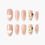 Pink press-on nails set with heart and cat face 3D art, reusable salon-quality nails.