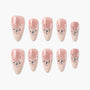 Pink ombre press-on nails with pearl and crystal rhinestone accents, set of ten.