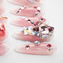 Pink handmade press-on nails with 3D rhinestone and crystal embellishments