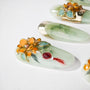 Handmade green press-on nails with gold floral and gemstone 3D nail art