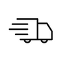 fast shipping icon with delivery truck and motion lines